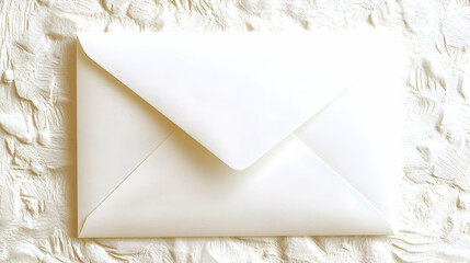 Blank white envelope on textured background, studio shot, message delivery, communication concept.