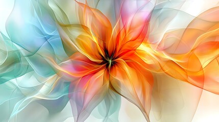 Abstract colorful flower with flowing petals.