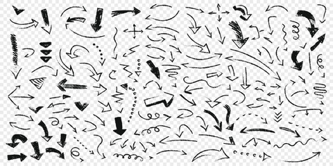 Arrow icon in hand drawn style. Handmade doodle vector illustration on isolated background. Cursor pointer sign business concept.