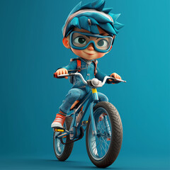 Obraz premium 3D cartoon child cycling
