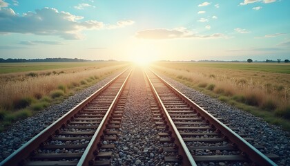 Fototapeta premium railway in the morning, a concept of uncertainty, infinity and also for a destination, 