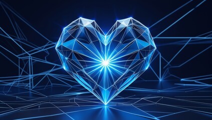 Geometric Heart of Light and Connection on a Digital Network Background