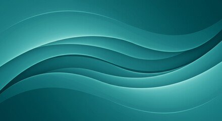 Fototapeta premium Abstract Teal Wave Background Smooth Curves Flowing Design Modern Texture