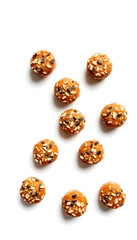 energy bites on a white background, studio photography