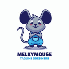 Melky Mouse Mascot Cartoon Logo