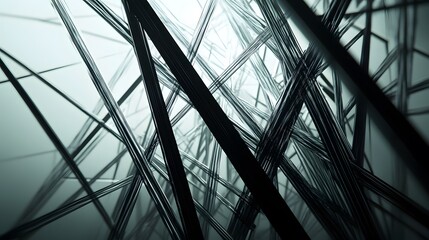 Abstract Black and White Geometric Lines  Intertwined Structure