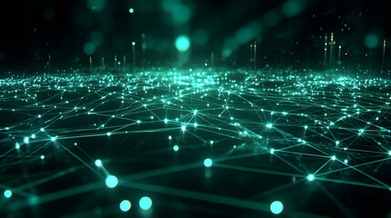 Fototapeta premium Abstract Teal Network Connection Digital Technology Background