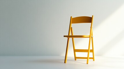 Yellow wooden folding chair isolated on white