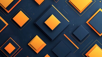 Abstract geometric pattern with orange and dark blue squares.