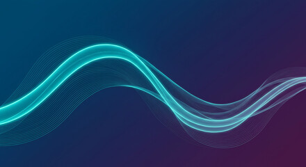 Abstract Teal Purple Flowing Wave Background Design