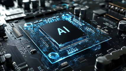 Fototapeta premium close up of AI computer chip