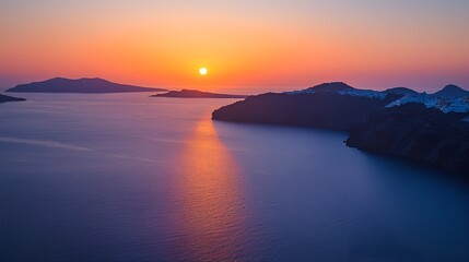 Sunrise Over Santorini's Caldera from Luxury Hotel