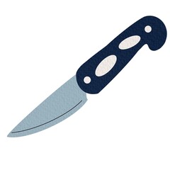 Sharp pocket knife, compact metal tool. Survival accessory, penknife for camping, travel. Steel blade, handle, touristic utility. Flat graphic vector illustration isolated on white background