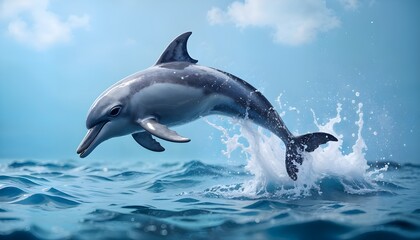 breathing moment, friendly dolphin jumping out of water