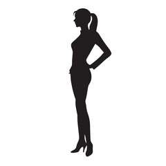 Fototapeta premium A woman is standing in a black and white silhouette