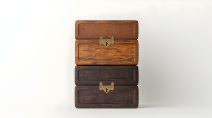 Weathered wooden boxes adorned with intricate vintage patterns, resting on a soft surface, exuding rustic charm and timeless elegance.