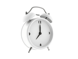  alarm clock white over  isolated on white background PNG.AI GENERATED