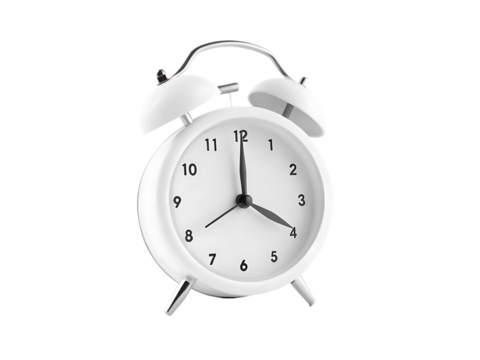  alarm clock white over  isolated on white background PNG.AI GENERATED