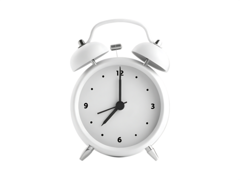  alarm clock white over  isolated on white background PNG.AI GENERATED