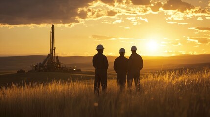 Oil workers holding a morning meeting