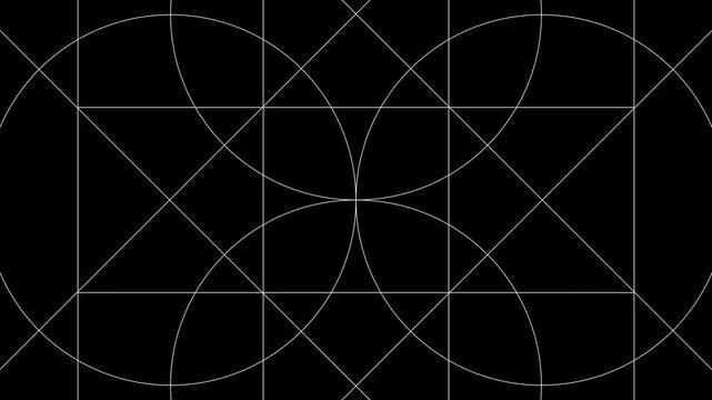 ループする円と四角と線が規則的に動く幾何学模様のモーショングラフィックス素材 
Geometric motion graphics material with looping circles, squares and lines moving regularly