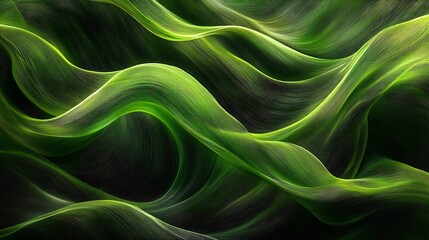Obraz premium Abstract green flowing waves, dynamic curves, organic texture.