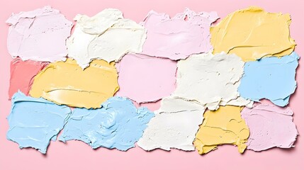 Obraz premium Torn Canvas Artistry, a textured canvas displaying layers of torn paper and vibrant paint, evoking a sense of depth and creative chaos.