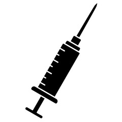 medical syringe icon, simple flat style, pictogram logo sign symbol vector illustration, isolated on white for mobile app