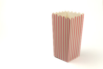 empty popcorn package insulated on white background and copy space