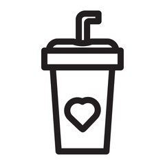 Cup icon with a heart, symbolizing love, affection, or a warm beverage.