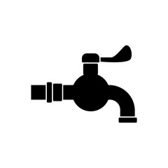 water faucet icon, simple flat style, logo sign symbol vector illustration pictogram, isolated on white for mobile app