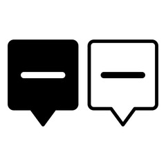 Speech bubble with text lines icon, simple flat style, logo sign symbol vector illustration pictogram, isolated on white for mobile app