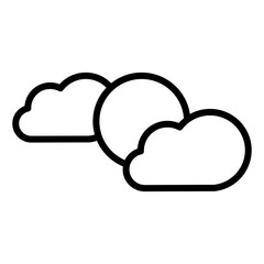 clouds and sun icon, simple flat style, logo sign symbol vector illustration pictogram, isolated on white for mobile app