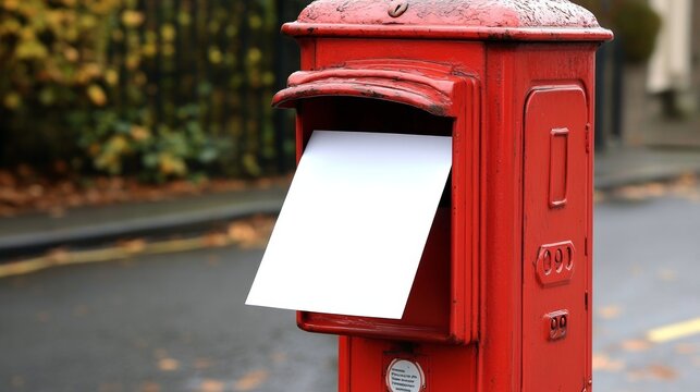 posting letter to red british postbox