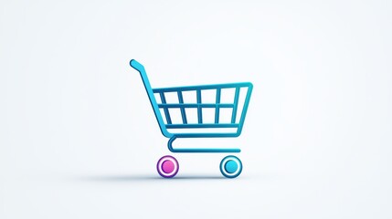 A thin, single line outline of a shopping cart on a transparent background, ideal for minimalist designs or as a subtle element in a user interface.