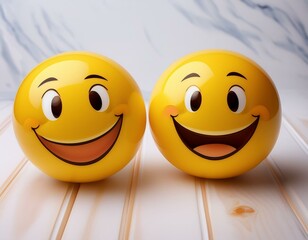 Happy yellow smileys emoji expressing joy and cheerful mood cartoon faces illustration