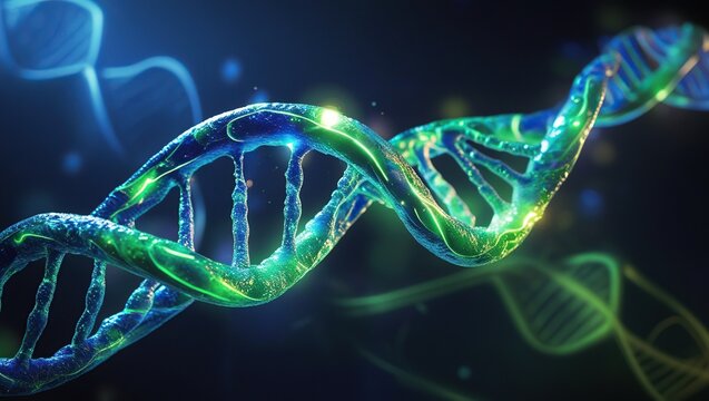 Glowing Double Helix DNA Strand Molecular Structure