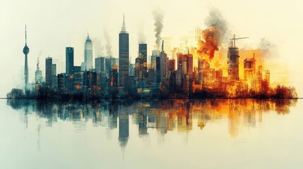 Fototapeta premium Urban Landscape Impacted by Climate Change