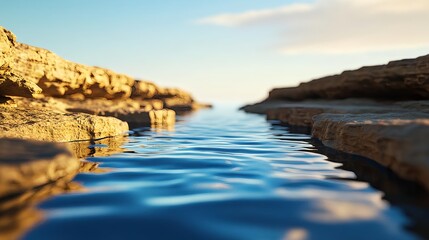serene coastal creek at sunset - tranquility/wellness
