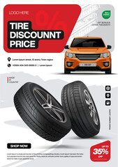 Tire Discount Price. Promo. Flyer. Banner. Sale.