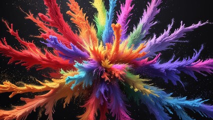 A Mesmerizing Firework of Vibrant Paint Exploding Across the Canvas, Creating a Dynamic Burst of Color and Energy That Captures the Eye with Its Bold, Artistic Expression