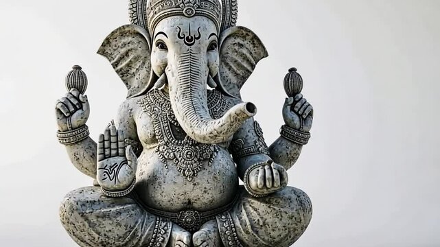 This stunning Ganesha statue is a representation of wisdom and success. Ideal for spiritual decor or cultural art collections. A beautiful statement piece for any setting. Generative AI