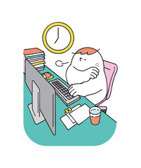 終業時刻になりパソコン作業を終わらせる人