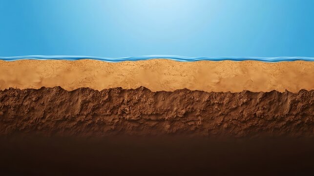 earth layers cross section: soil, sand, water - environmental aware.