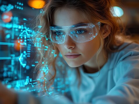 Teacher Conducting Science Experiment with Augmented Reality