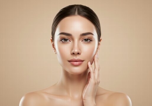 Radiant Woman with Clean Skin, Facial Treatment and Cosmetology Focus
