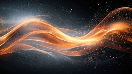 Fototapeta premium Fiery Wave with Glowing Particles Abstract Background