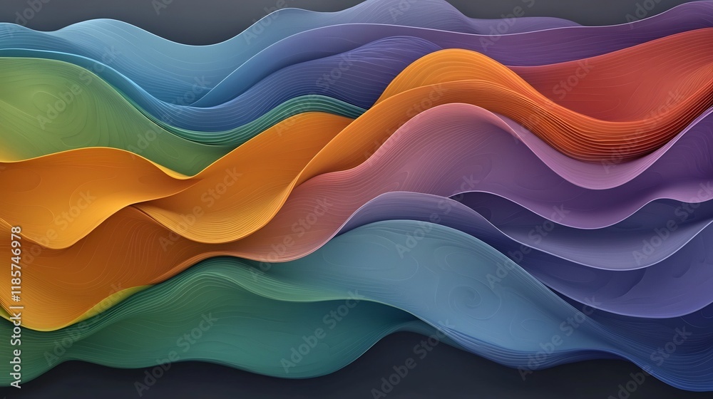 Poster striking fluid rainfall pattern map with vibrant topographic visualization of real time weather patt