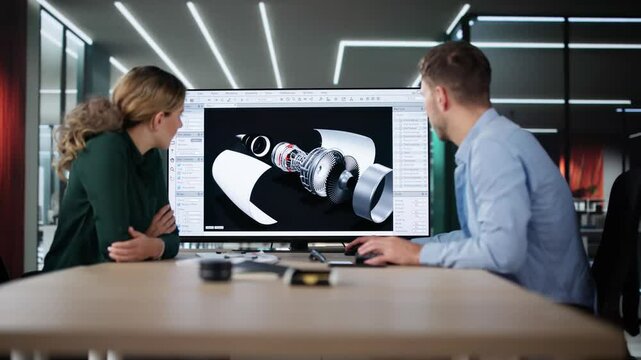 Engineer Doing 3D CAD Model Design On Computer