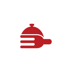 flat food icon logo design, fork, food cover